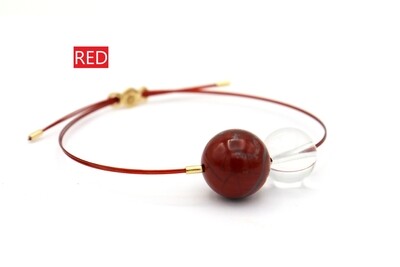 Bracciale Vivi Mix con CAVETTI COLORATI Diaspro Rosso 14mm e Cristallo di Rocca Lucido 12mm