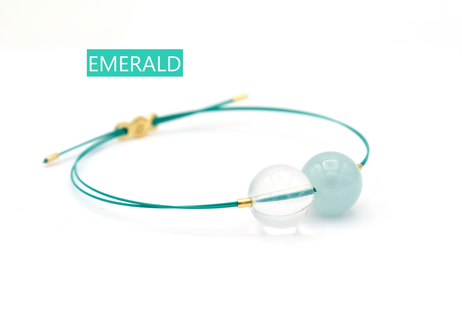 Bracciale Vivi Mix con CAVETTI COLORATI Acquamarina Verde e Cristallo di Rocca Lucido 12mm
