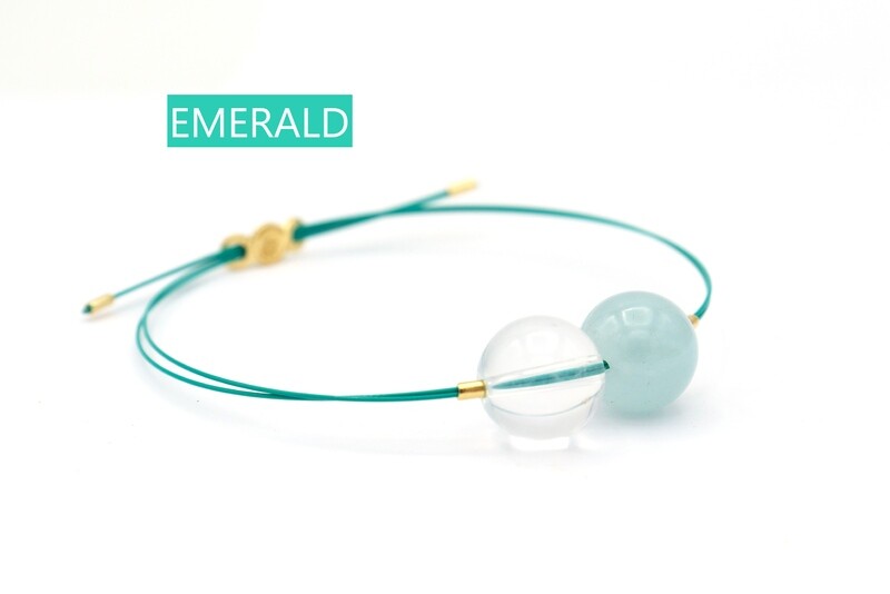 Bracciale Vivi Mix con CAVETTI COLORATI Acquamarina Verde e Cristallo di Rocca Lucido 12mm