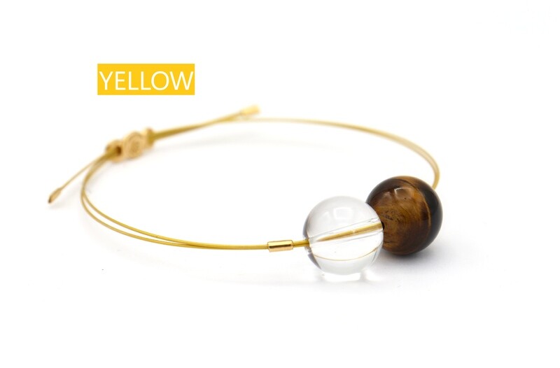Bracciale Vivi Mix con CAVETTI COLORATI Occhio di Tigre e Cristallo di Rocca Lucido 12mm