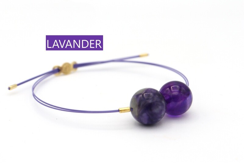 Bracciale Vivi Mix con CAVETTI COLORATI Charoite e Ametista 12mm