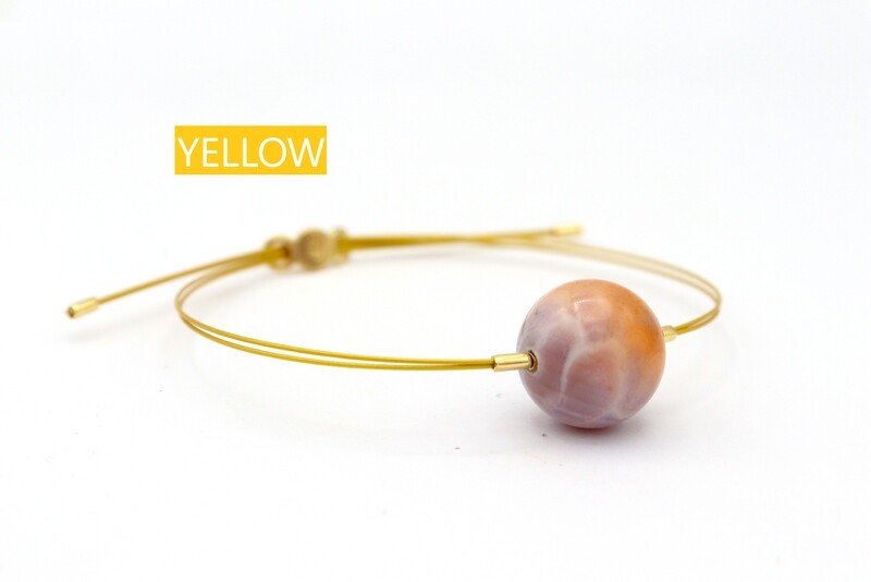 Bracciale Vivi con CAVETTO COLORATO con Agata Botswana 14mm