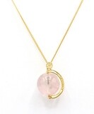 Collana Giragemma &quot;indosso facile&quot; con Quarzo Rosa 16mm