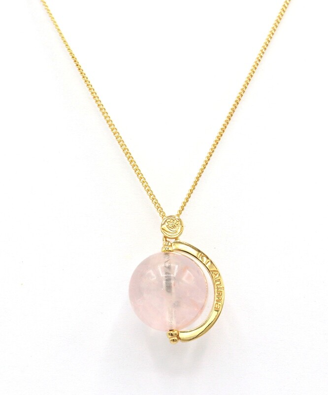Collana Giragemma &quot;indosso facile&quot; con Quarzo Rosa 16mm