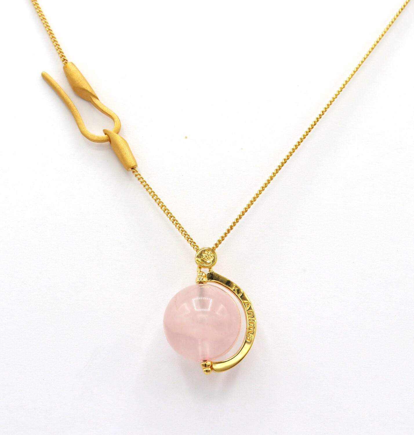 Collana Giragemma &quot;INDOSSO 
ELEGANTE&quot; con Quarzo Rosa 16mm