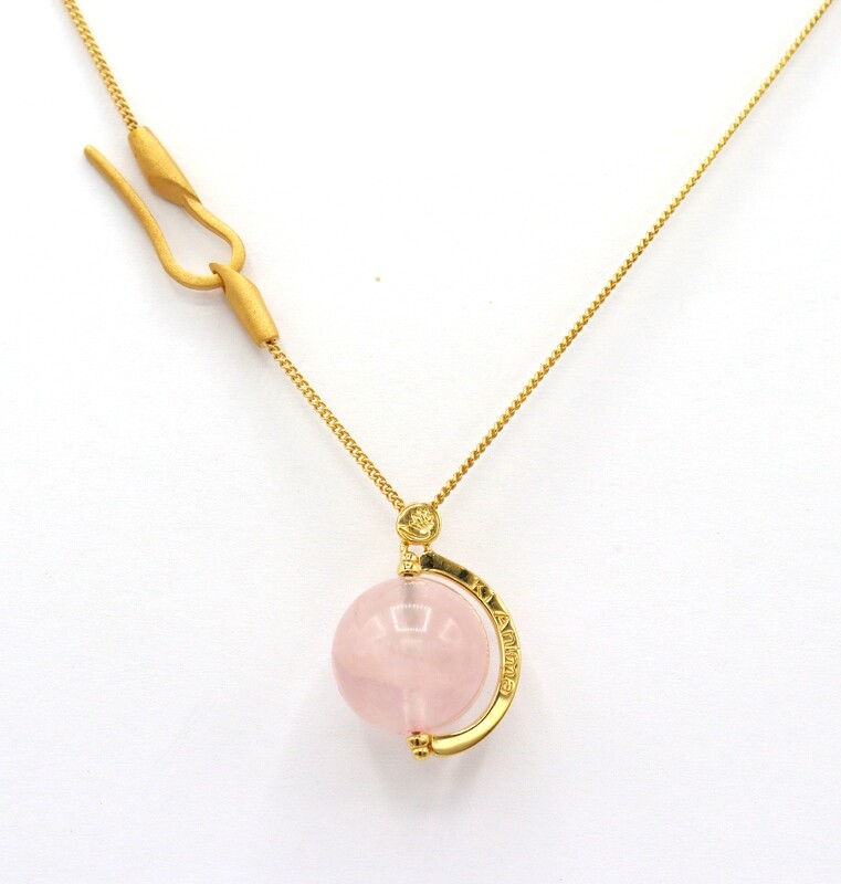 Collana Giragemma &quot;INDOSSO 
ELEGANTE&quot; con Quarzo Rosa 16mm