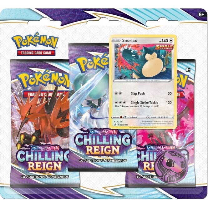 POKÉMON TCG SWSH CHILLING REIGN 3 PACK BLISTER Snorlax Or Eevee