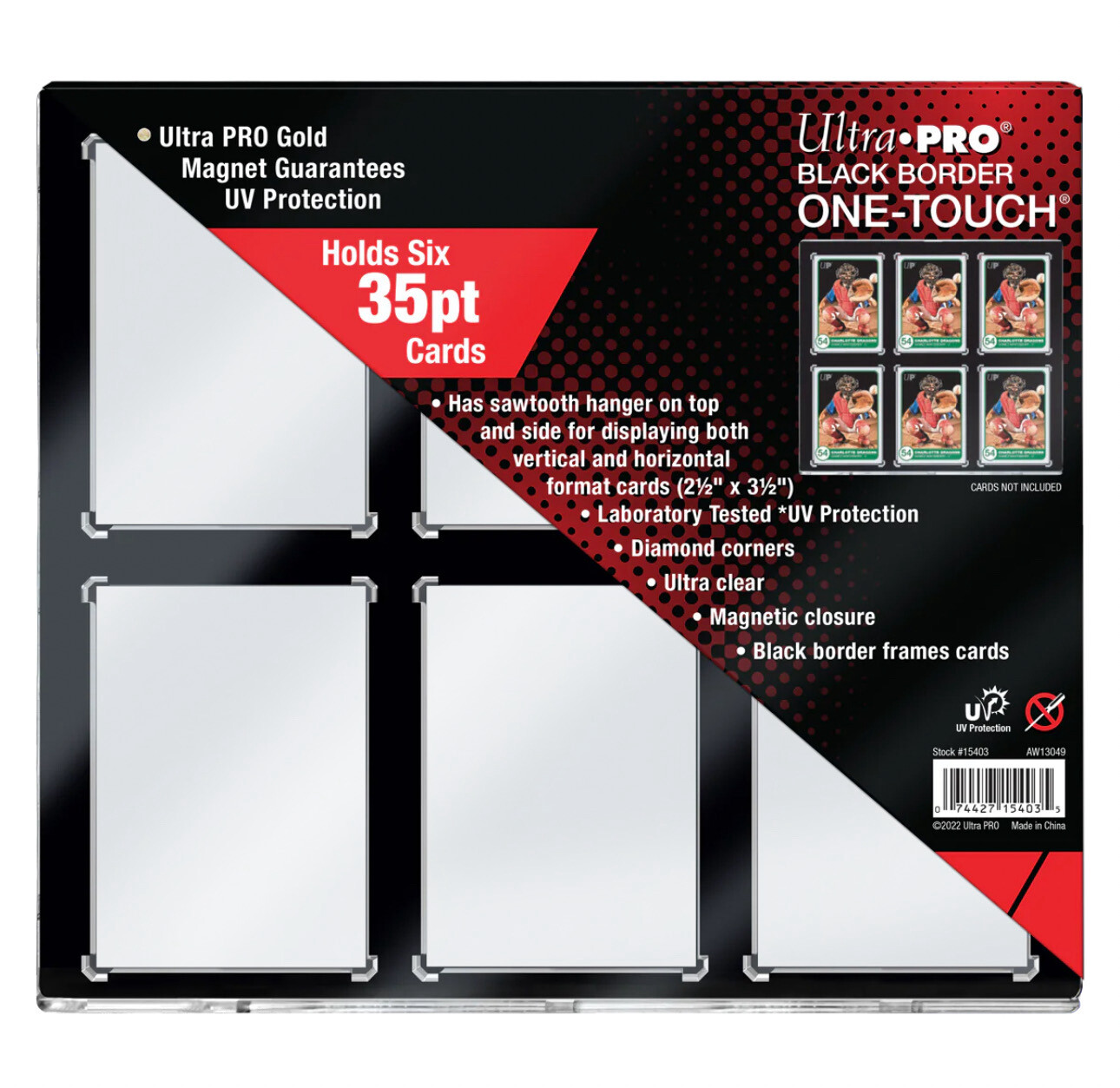 35PT 6-Card Black Border UV ONE-TOUCH Magnetic Holder