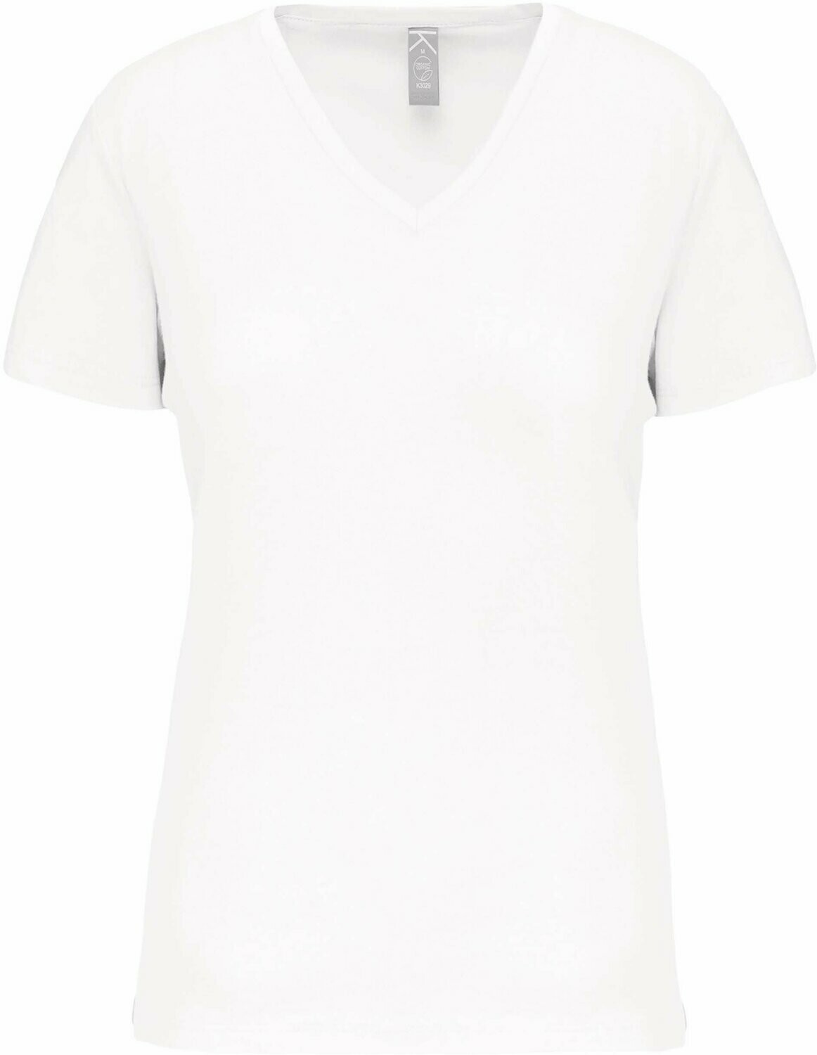 T-shirt 100% Coton Bio Femme Col V BIO150, Coloris: Blanc, Taille: XS