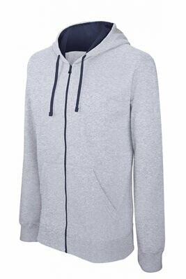 Sweat-shirt zippé à capuche contrastée Homme Kariban