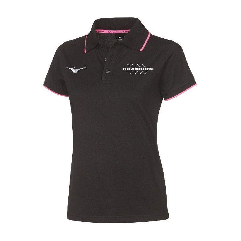 Polo coton MIZUNO coupe femme CNA ROUEN, Couleur: Noir