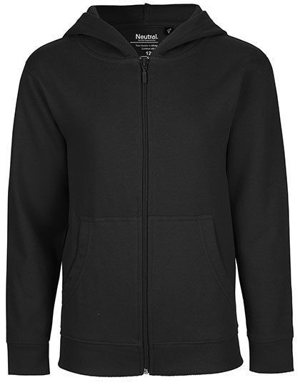 Sweat capuche zippé Enfant 100% coton Bio NEUTRAL, Coloris: Noir