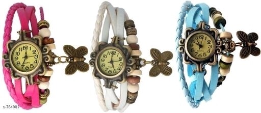 Womens analog leather watches(3 pieces) 