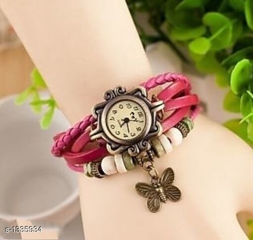 Analog leather watches (pink)💕