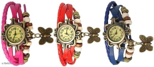 Analog leather watches (3 pieces)