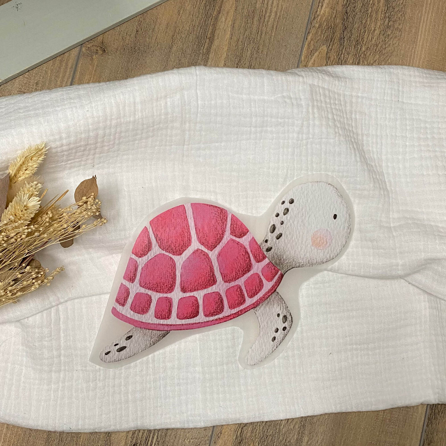 Bügelbild Schildkröte rosa 21 x 14 cm (BxH)