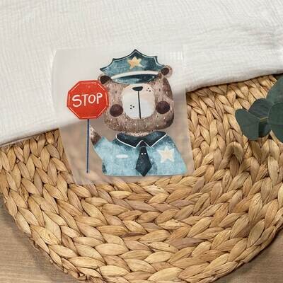 Bügelbild Polizeibär 13,5 cm x 17 cm (BxH) Bügelbild Polizeibär 13,5 cm x 17 cm (BxH)