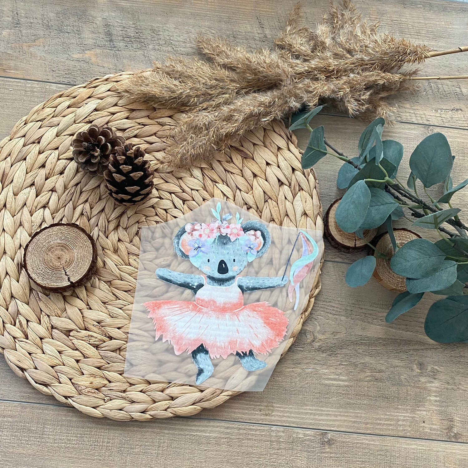 Bügelbild Ballerina Koala 18 cm x 19 cm (BxH)