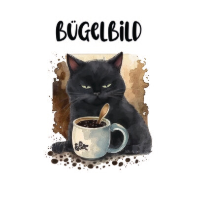 Bügelbild Kaffee Katze