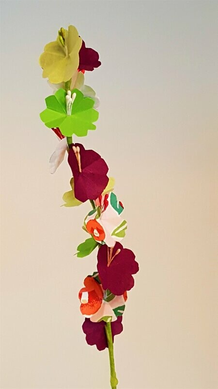 Branche de cerisier Collection Les Fleuries grenat et vert