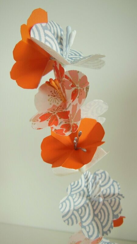 Branche de cerisier Collection Les Fleuries Orangé Graphique