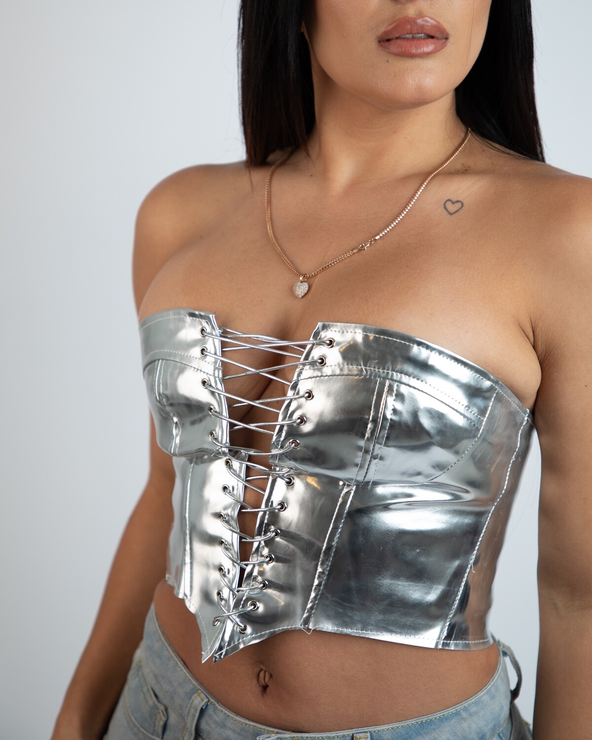 Silver Belted Tunic Top