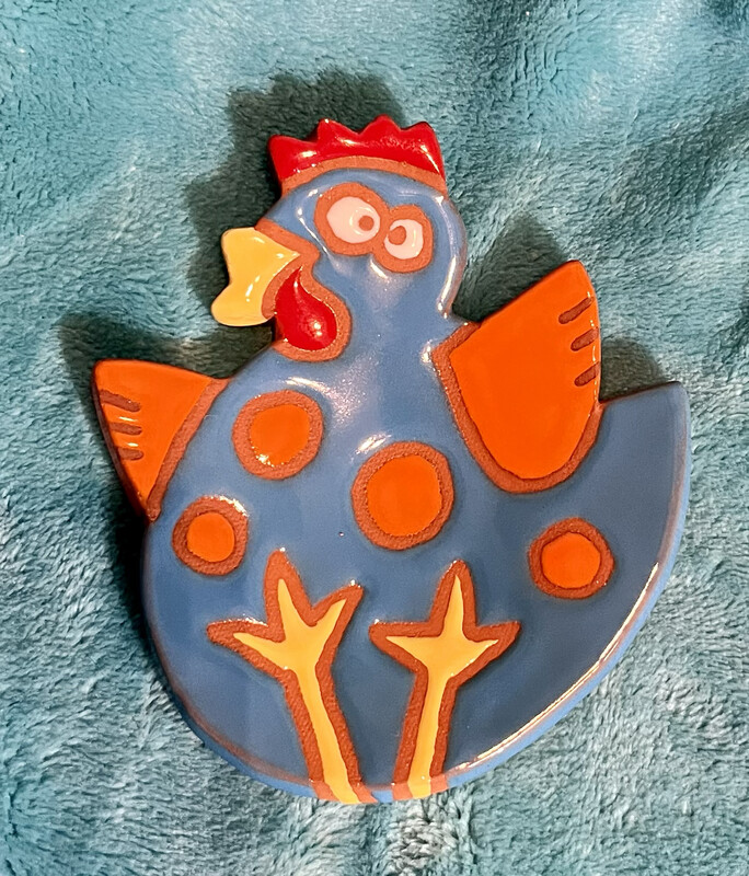 Spoonrest, Chicken, Blue