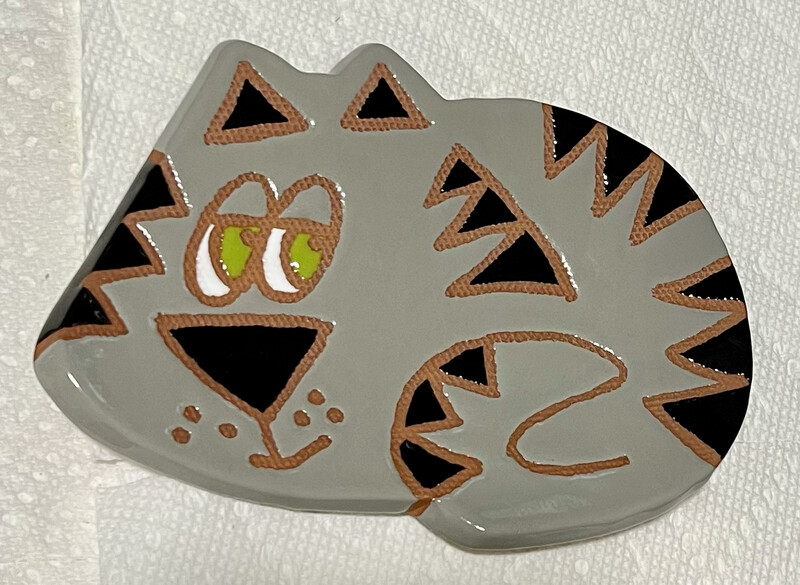 Spoonrest, Cat, Gray And Black