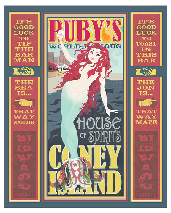 Ruby's Coney Island vintage Mermaid Poster print — 16" X 20" — RUBY'S EXCLUSIVE!