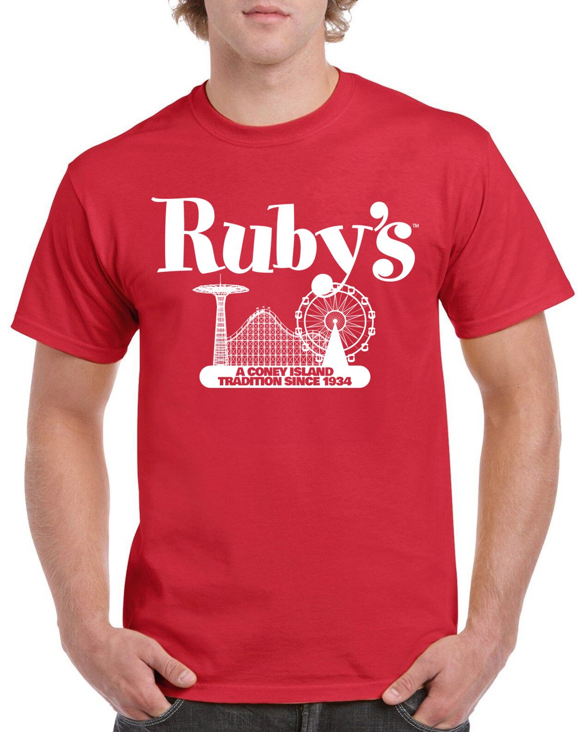 NEW! Ruby&#39;s logo T-shirt - red - Coney sights