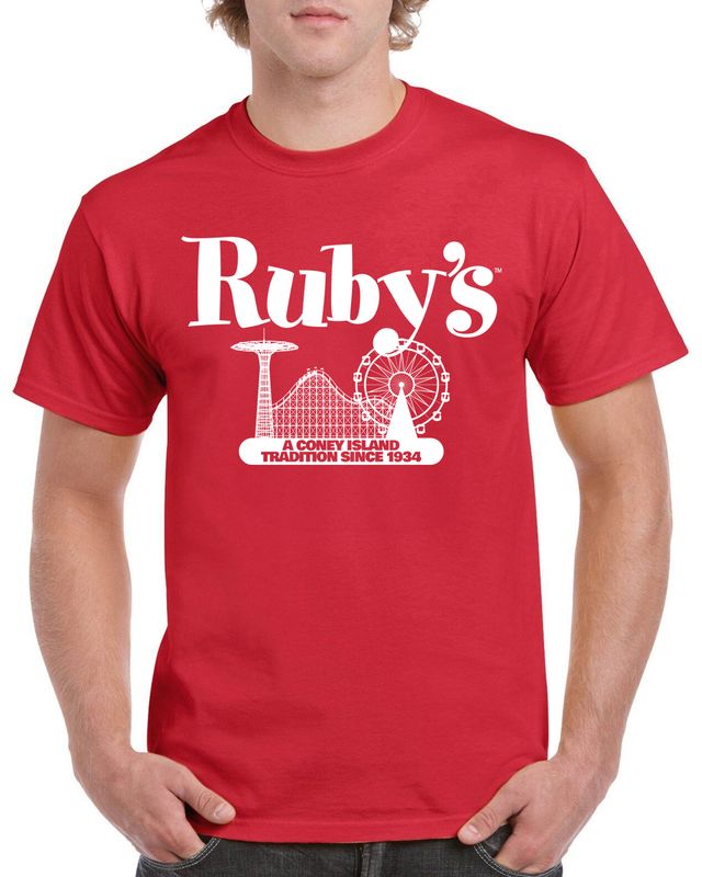 NEW! Ruby&#39;s logo T-shirt - red - Coney sights