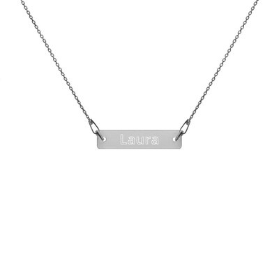 Engraved Silver Bar Chain Necklace
