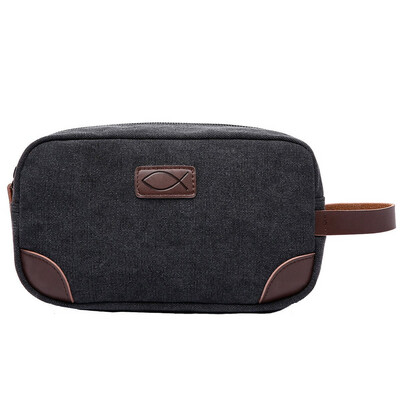 Black Canvas And Leather Dopp