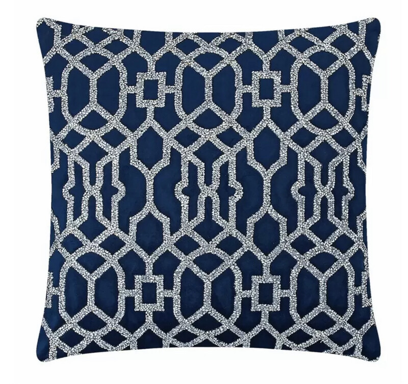 Navy Lattice Pillow