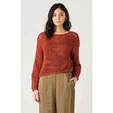 Floral Crochet Sweater Burnt Orange