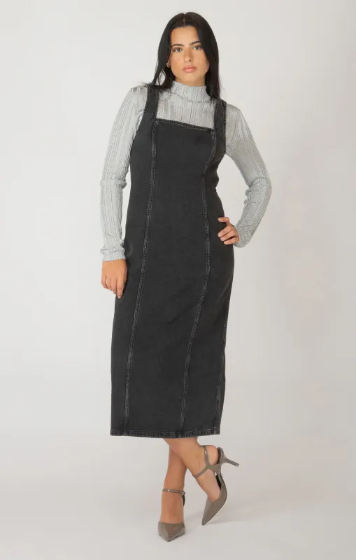 Panelled Denim Midi Dress