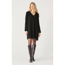Pleated A-Line Dress Black