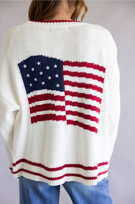 Vintage Havana American Flag Sweater Knit Cardigan