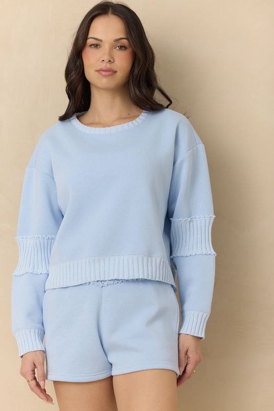 Vintage Havana Vintage Fleece Crew with Rib - Lake Blue