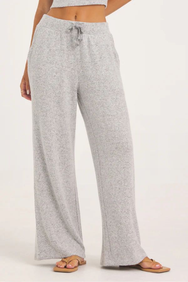Ocean Drive Clothing Solid Hacci Wide Leg Pant - Heather Grey