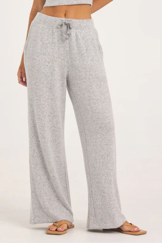 Ocean Drive Clothing Solid Hacci Wide Leg Pant - Heather Grey