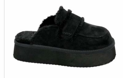 HEY GIRL Black Faux Sued Slippers