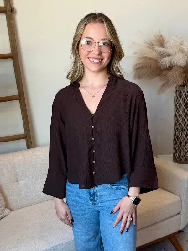 Dex Wide Sleeves Blouse Dark Chocolate