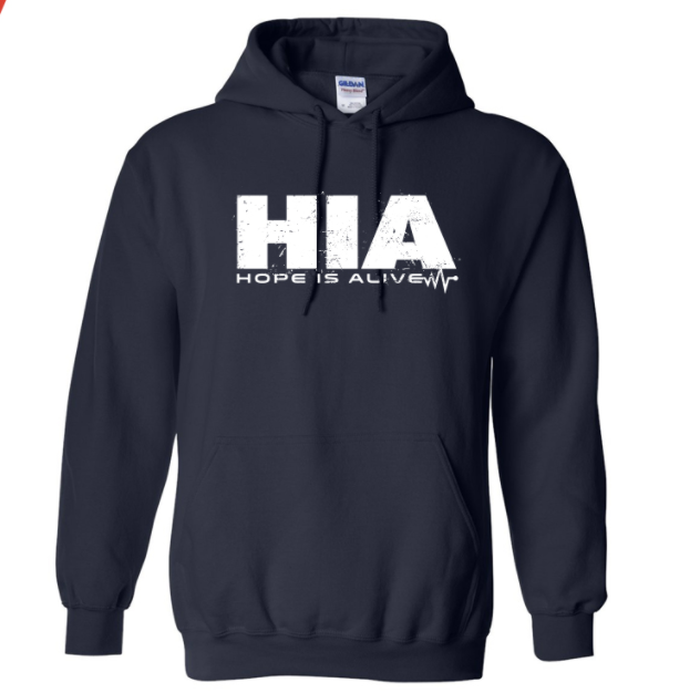 Navy HIA Hoodie with White Lettering Navy HIA Hoodie with White Lettering