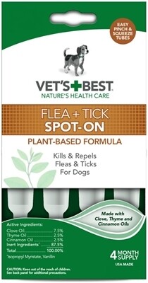 Vet's Best - Tratamiento para 4 meses 100% Natural contra pulgas y garrapatas para perros Vet's Best - Tratamiento para 4 meses 100% Natural contra pulgas y garrapatas para perros
