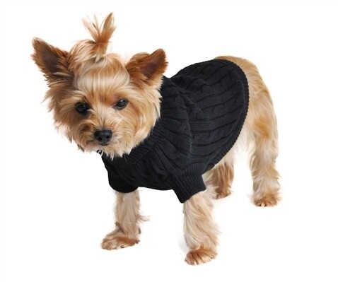 ​Suéter negro de perro 100% puro algodón peinado