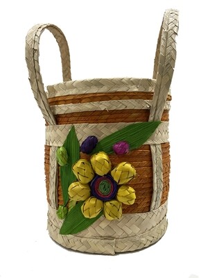 Mexican Palma Flower Basket with Lid 