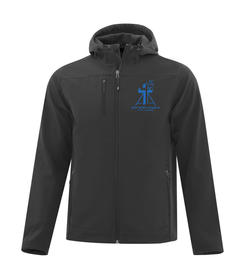 COAL HARBOUR Essential Hooded Soft Shell Jacket, Color: Black, Design Color: Blue, Design Number: Design 1