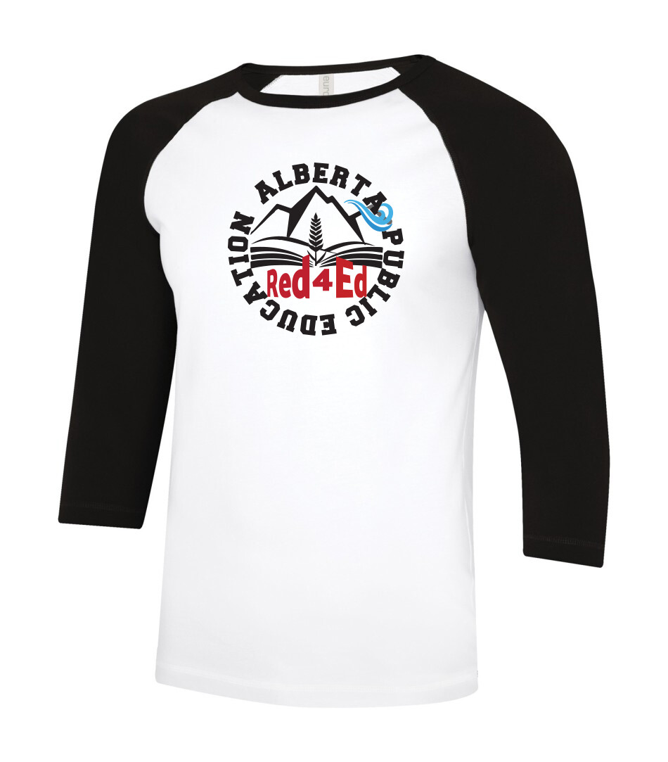 ATC Eurospun Ring Spun Baseball Tee, Color: White body/Black sleeves, Design Choice: Design 1