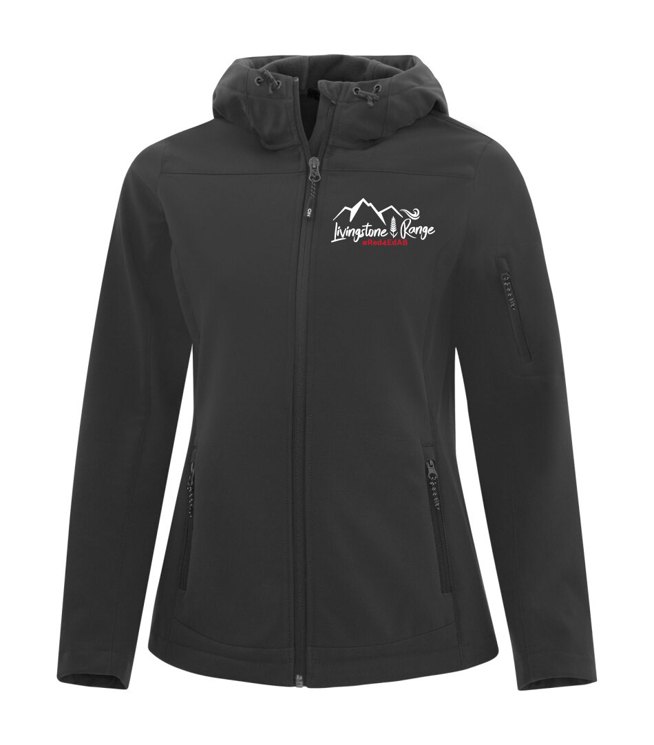 COAL HARBOUR Essential Hooded Soft Shell Ladies' Jacket, Color: Black, Design Choice: Design 2